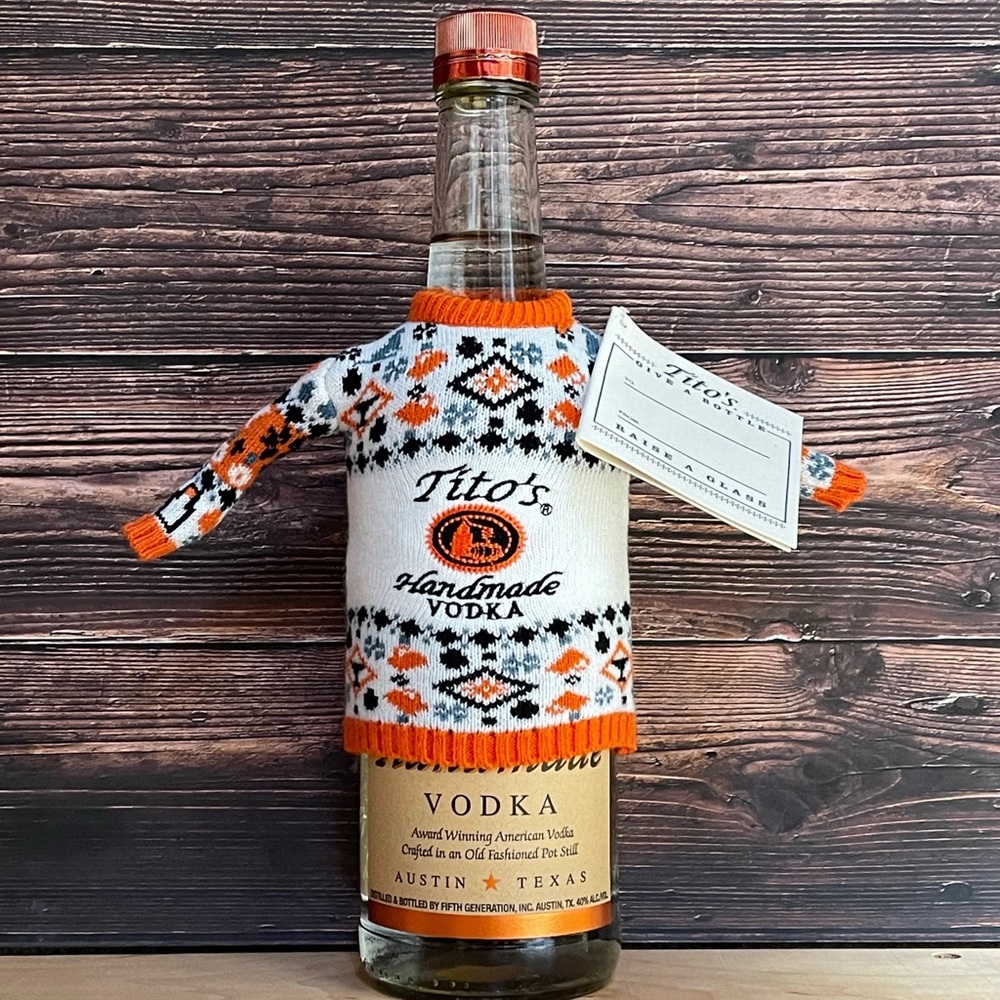 NWT Tito’s Vodka holiday sweater bottle cozy